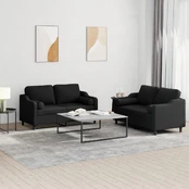 Sofa Sofos komplektas su pagalvėmis, 2 dalių, juodas, audinys kaina