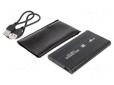 Hard discs housing: 2,5" | PnP | SATA III,USB 2.0 | aluminium | black kaina