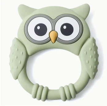 Silikoninis kramtukas Owl, žalias, 1 vnt.