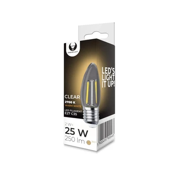 TelForceone LED lemputė E27 C35 2W 230V 2700K 250lm COG skaidrus Forever Light