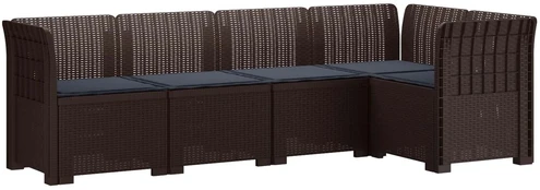 5-vietė sodo sofa su pagalvėlėmis Rataninio išvaizdos PP Ruda