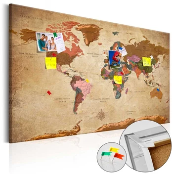 Artgeist Kamštinis paveikslas - World Map: Brown Elegance [Cork Map]