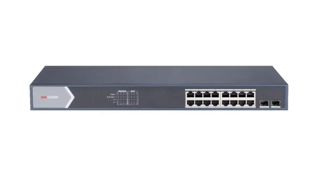 18 prievadų, 16 PoE prievadų komutatorius Hik-vision DS-3E1518P-SI