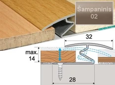 Profilis Effector A69 sujungimo | šampaninis 180 cm