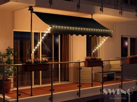 Balkoninė terasinė prispaudžiama markizė su led 250cm antracito spalvos