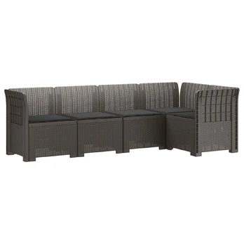 5-vietė sodo sofa su pagalvėlėmis Rataninio išvaizdos PP