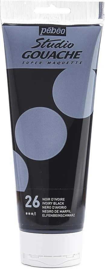 Pebeo 220 ml Studio Guašas, dramblio kaulo juoda