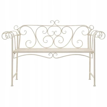 Sodo suoliukas, 132 cm, metalinis, antikvarinis baltas