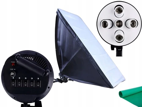 Softbox studijinis apšvietimas 60x90 cm su 5 E27 lizdais