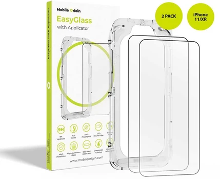 Mobile Origin EasyGlass su aplikatoriumi iPhone 11/XR, 2 vienetų pakuotė