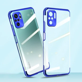 Clear Color Case Gel TPU Electroplating frame Cover for Xiaomi Redmi Note 10 5G / Poco M3 Pro black