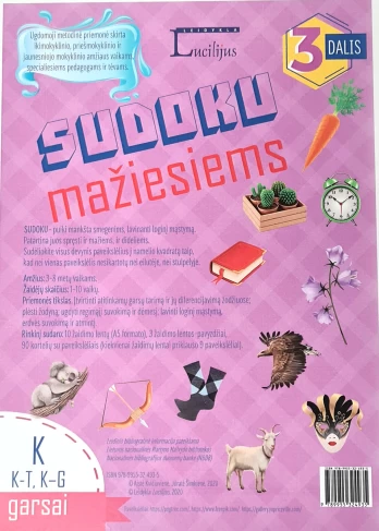 SUDOKU mažiesiems. K, K-T, K–G garsai, 3 dalis