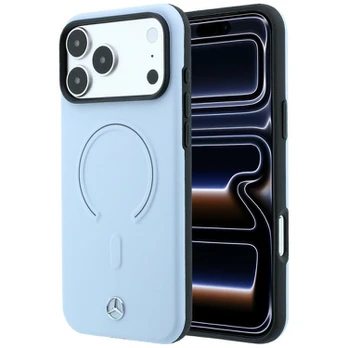 Dėklas Mercedes Leather 3D MagSafe Case for iPhone 18 Pro Max / 17 Pro Max - Mėlyna