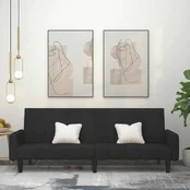 Dvivietė sofa-lova, juodos spalvos, aksomas kaina