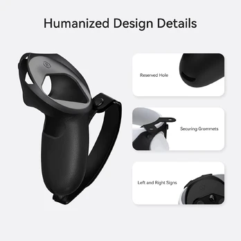 KIWI design Handle Cover for Oculus Quest 2 Accessories, Quest 2 Controller Grips Cover with Adjustable Hand Strap (Black, 1 Pair)