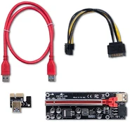Laidas Qoltec Riser PCI-E 1x - 16x ver.009S + SATA/PCI-E 6pin PCIe, PCIe, juoda kaina