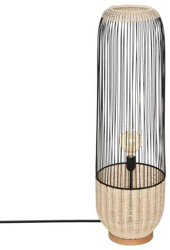 Lampa podłogowa boho Anea, rattan i metal, aukštis 95 cm