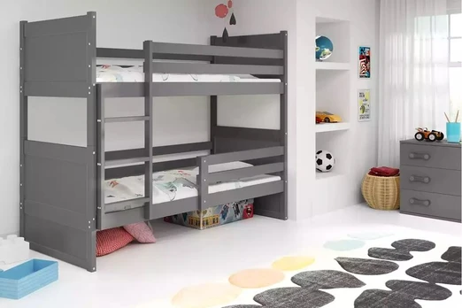 Dviaukštė lova RICO 90X200, pilka/pilka