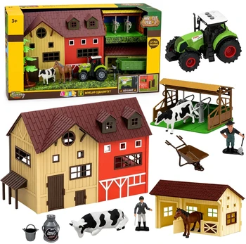 Lean Toys Farm Set With Tractor and Barn Animals Figures Accessories 37 pcs.