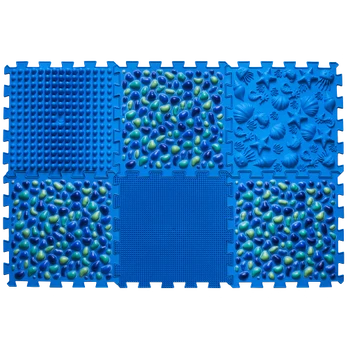 Masažinis ortopedinis kilimėlis „Puzzle Mix““ 6 elmentai (Mėlynas)