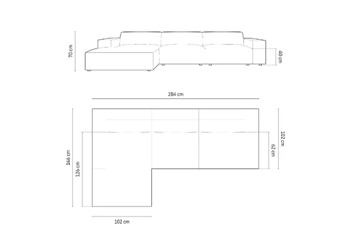 Left Corner Sofa, "Arendal", 4 Seats, 284x166x70 Made in Europe