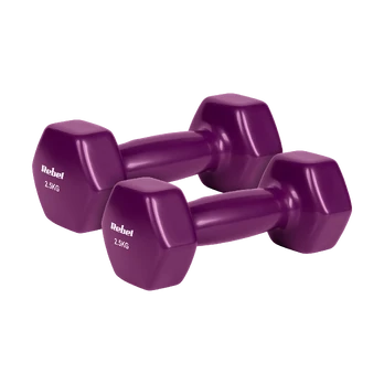 Hantelki żeliwne winylowe HEX 2x2.5kg, REBEL ACTIVE