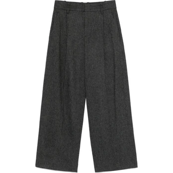 Kelnės moterims, Pilka, Herringbone wide leg trouser