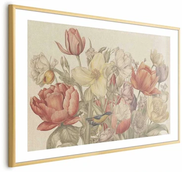 Artgeist Plakatas - Flower Bouquet on a Kreminis Background