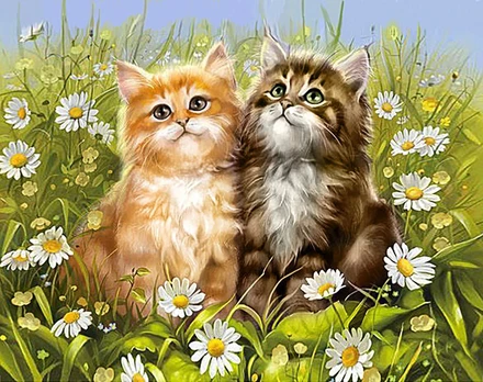 Deimantinis paveikslas Summer Kittens WD209 48*38 cm