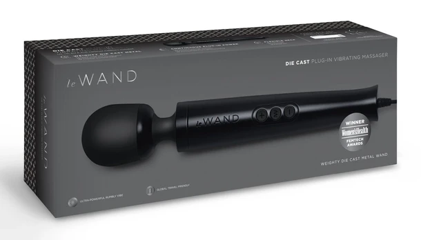 le Wand Diecast Plug-In Black Compact Massage Wand 20 Modes 29cm