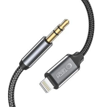 Juodas laidas Lightning - 3.5mm (AUX) 100cm "Tech-Protect Ultraboost"