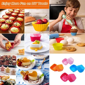 Cooking utensils, baking paper, forms,Reusable silicone molds, including round, rectangular, square, flower and other silicone,Red, blue, orange, pink