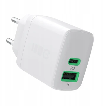 Greencell PowerSource Duo30 įkroviklis USB/USB-C baltas maitinimo adapteris 30W maitinimo tiekimas