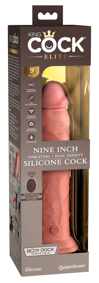KING COCK ELITE - REALISTIC DILDO VIBRATOR - SILICONE REMOTE CONTROL 23 CM