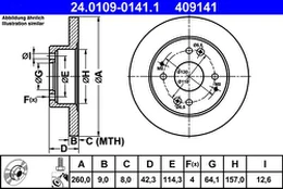 ATE 24.0109-0141.1 Brake Disc kaina