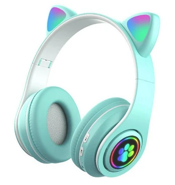 Belaidės ausinės vaikams su RGB, mėlyna