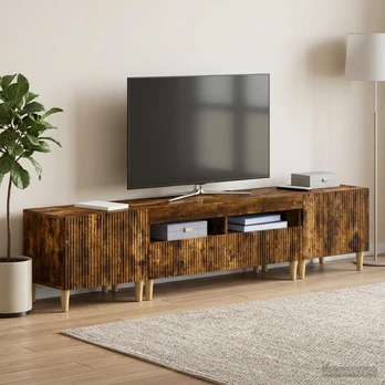 5 dalių LED televizoriaus stovas ARNHEM Dūminio ąžuolo
