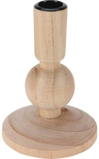 Medinė žvakidė, natūrali, aukštis 23 cm