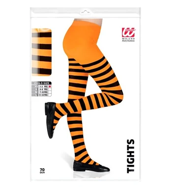 ORANGE/BLACK STRIPED PANTYHOSE 70 DEN