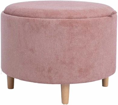 Ottoman/ table HIRO D56xH42,5cm, pink, with storage and tray