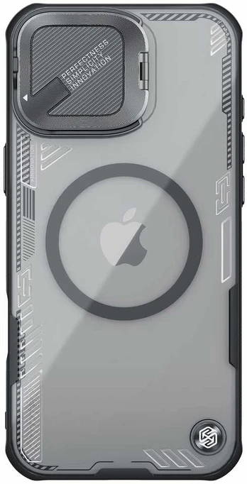 Dėklas iPhone 16 - Nillkin Iceblade Prop Magnetic (without Camera Cutout) - Juodas