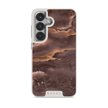 Fire Wood - Brown Marble Samsung Galaxy S25 Case, Elite Light (Magnetic) / Silver