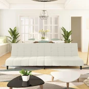 Dvivietė sofa-lova, kreminės spalvos, aksomas kaina