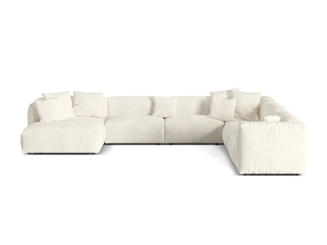 Boucle Modular Right Corner Sofa, "Martina", 6 Seats, 404x312x75, Ivory