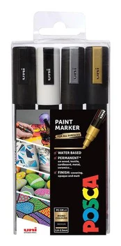POSCA PC-5M 4stk (Guld,Hvid,Sølv,Sort)