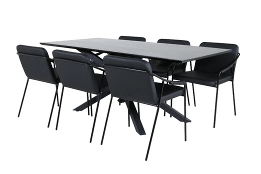 Piazza Dining Table - Black / Black Veneer+Tvist Chair - Black / Black PU_6