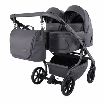 Junama Duo V4 Grey Dvynukų vežimėlis 2 in 1