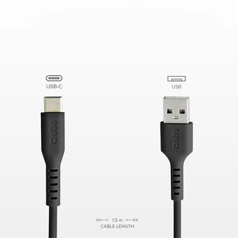 „Kabelis USB SBS Mobile USB-A“ – USB-C 1,5 m Juodas (TECABLEMICROC15K)