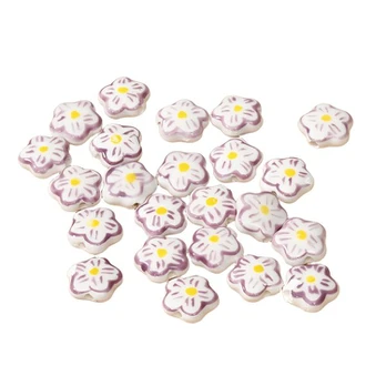 Keramikos karoliukai, 5 vnt., Violetinė
