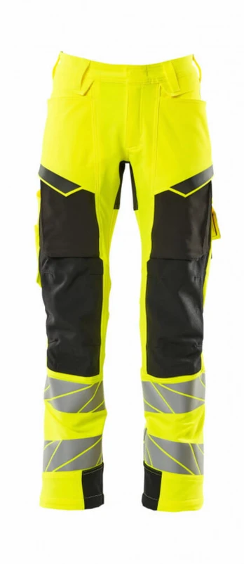 Trousers 19079 stretch, hi-vis CL2, yellow/black 82C58, Mascot